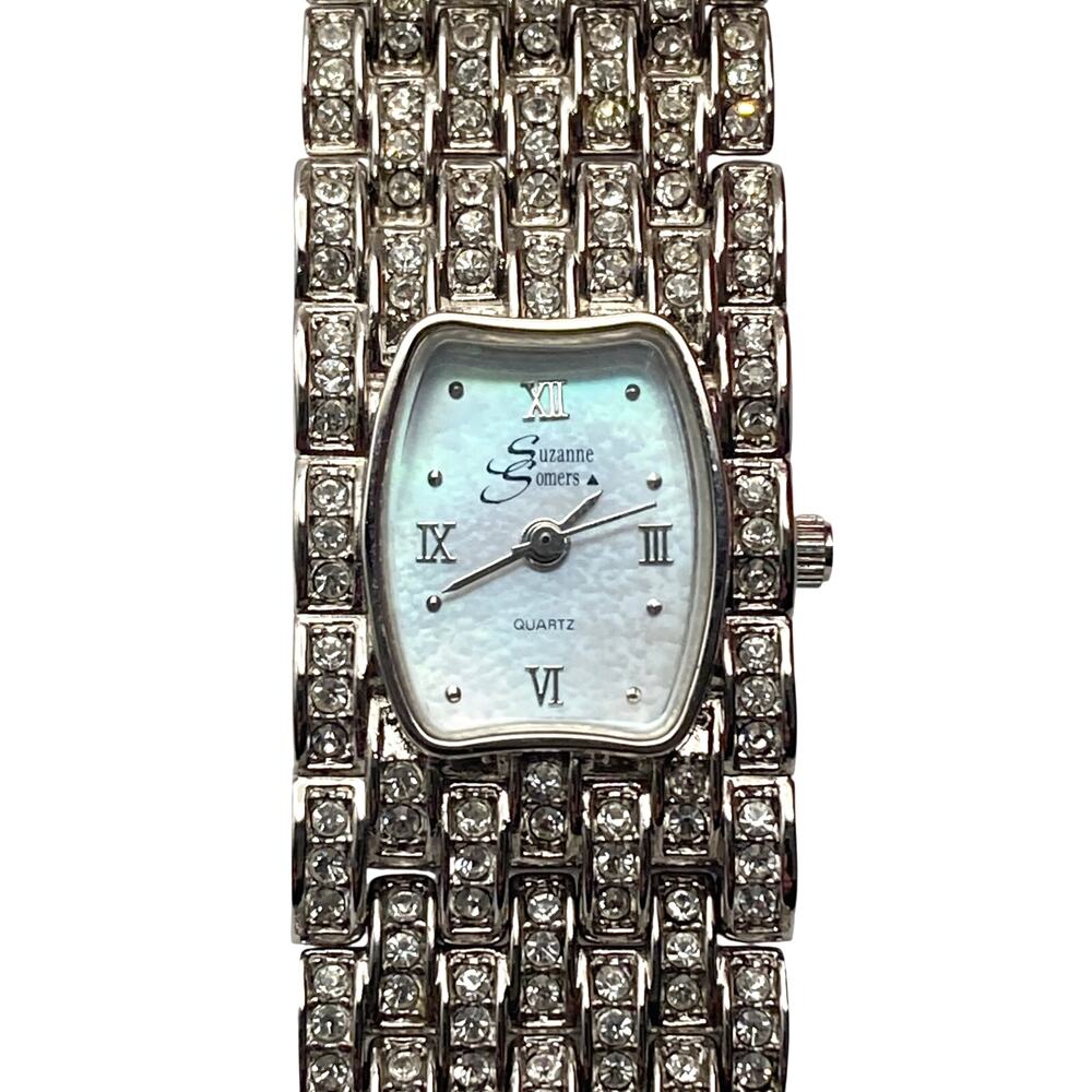 Women's Dress Watch Susan Summers - New Battery - Iced Out Rhinestone Quartz MOP